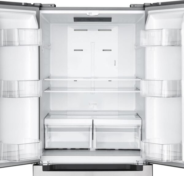 koolmore km rerfdss 18c 30 inch and 18.5 cu. ft. counter depth french refrigerator with three doors and deep freezer in stainless steel. silver